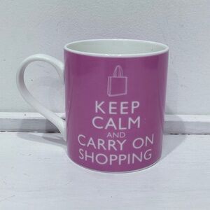 Kent Pottery Pink & White  "Keep Calm & Carry On Shopping" Coffee / Tea Mug‎